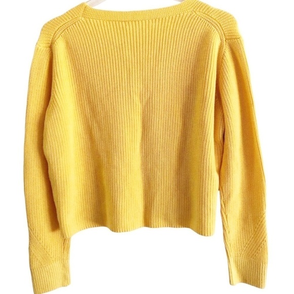 One Grey Day Sweater Rib Knit V-neck Canary Marigold Yellow Size XS - Picture 2 of 6